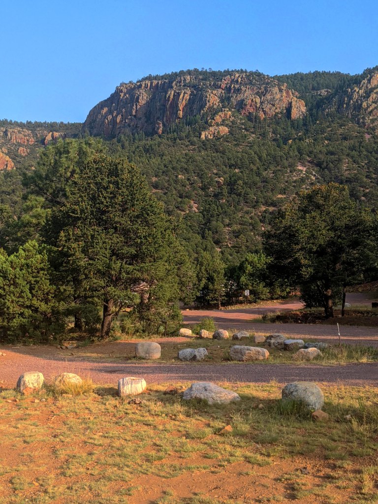 View of the Magdalena Mountains from the Northeast. Mountains at sunset so they have a reddish tint.